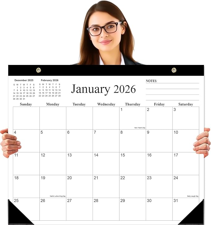 Large Desk Calendar 2026-22" x 17" Desk Calendar from January 2026 - June 2027, Desktop Pad Calendar 2026-2027 Perfect for Planning and Organizing In Your Home, School or Office, Black