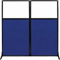Versare Workstation Partition | Portable Wall Divider | Modern Office Cubicle | Free Standing Privacy Screen | Flexible Work Space | 66" x 70" W/Window, Royal Blue Fabric Panels