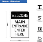 HBXNZ Main Entrance Enter Here Sign Security Street Road Metal Tin Sign Wall Decor 8X12 Inches