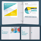 3 Ring Binder 2 Inch, ViVin Sturdy 2"-Slant D Ring Binder with 2 Interior Pockets, Clear View Cover, PVC-Free, Fits 500 Sheets of US Letter Size Paper (6 Pack, White)