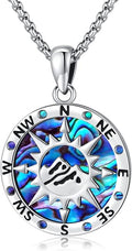Compass Necklace for Women Men 925 Sterling Silver Pendant Urn Necklaces for Ashes Picture Locket Necklace Anchor Necklace Viking Necklace Crystals CZ Moonstone Abalone Shell Turquoise Compass Jewelry