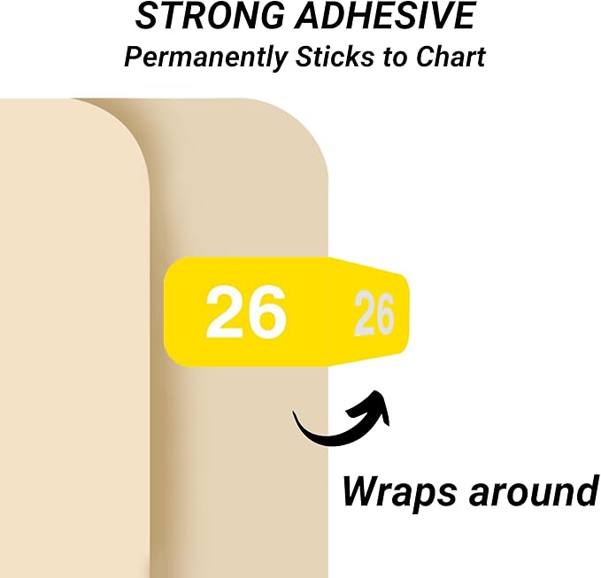 2026 MINI Year Labels, Doctor Stuff 2026 Chart Stickers, Yellow Color Coded, Ames Small Style, USA Made Year Stickers for End Tab File Folders, 500/Roll, 1 Roll, 1/2" x 1-1/2"