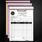 Custom Carbonless Sales Invoice Form Books for Small Business, Personalized NCR 2-Part Receipt Book with Carbon Copies, Cover Add Company Name, Address and Number Printed