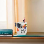 Young's Inc Ceramic Eyeglass and Stationery Holder Cup – White Face Desk Organizer with Sunglass Stand, 5 InchMulti-Purpose Accessories Organizer for Home, Office, Vanity, or Nightstand Decor