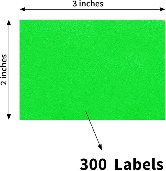 STARLIBOO Colored Labels Stickers 3 x 2 Inch, Removable Rectangle Moving Labels, 300Pcs Garage Sale Price Stickers, Adhesive Moving Labels for Boxes(Fluorescent Green)