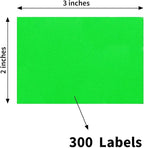 STARLIBOO Colored Labels Stickers 3 x 2 Inch, Removable Rectangle Moving Labels, 300Pcs Garage Sale Price Stickers, Adhesive Moving Labels for Boxes(Fluorescent Green)