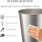 Monarch Abode Metal Bathroom Trash Can – Waste Basket for Bedroom, Office Desk, & Dorm, Handcrafted, Durable Decorative Pewter Small Trash Can Bathroom Garbage Bin Wastebasket