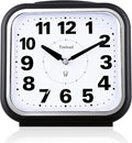 Tinload 5.5" Large No Ticking Analog Alarm Clock,Silent Readable for Seniors,Easy to Set,Gradual Rise Alarm,Big Numbers,Gentle Wake,Snooze, Lighted on Demand,Battery Operated,Black