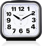 Tinload 5.5" Large No Ticking Analog Alarm Clock,Silent Readable for Seniors,Easy to Set,Gradual Rise Alarm,Big Numbers,Gentle Wake,Snooze, Lighted on Demand,Battery Operated,Black