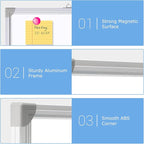 DOLLAR BOSS Large White Board 60 x 48 Inch Foldable Magnetic Whiteboard for Wall, Portable Double Sided Dry Erase Board, Aluminum Frame Message Board for School, Office, Classroom with Eraser, Markers