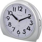 Tinload 5.5" Large Analog Alarm Clock Silent Non Ticking, Gentle Wake, Beep Sounds, Increasing Volume, Battery Operated Snooze and Manual Light, Easy Set,Silver(Best for Elder)