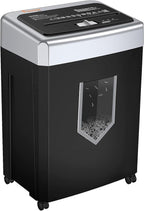 Bonsaii 15-Sheet Office Paper Shredder, 40-Minute Home Office Heavy Duty Shredder, Crosscut Shredders for CD, Credit Card, Mails, Staple, Clip, Anti-Jam System & P-4 High Security & 5 Gal Pullout Bin