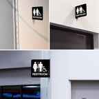 Faittoo Restroom Sign, Bathroom Signs, (4 Pack) 6 x 6 Inches Acrylic Sign, for Office or Business Bathroom and Toilet Door or Wall Decor, Indoor Outdoor Use (Men and women with Handicap)