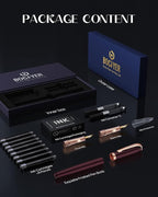 BOCIYER samurai Fountain Pen Set,Hand Polished Medium Nib,Calligraphy Nib(Bent Nib),Includes 8 Ink Cartridges,Ink Refill Converter*2 And Gift Box,Best Pen Gift Set for Men & Women(Dark red)