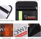 ROLOWAY Small Fireproof Bag (5 x 8 inches) with Reflective Strip, Fireproof Money Bag for Cash, Valuables, Passport, Currency & Keys (2-Pack)