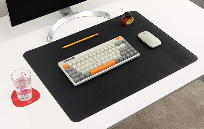 NODITO Dual-Sided Leather Desk Pad,Blotter for Laptop Computer,Mouse Pad,Writing,Drawing,Arts and Craft Mat (17"x24", Black/Red)