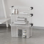 Superio Clear Storage Boxes with Lids, 3.4 Quart Plastic Container Bins for Organizing, Stackable Crates, BPA Free, Non Toxic, Odor Free, Organizers for Home, Office, School, and Dorm