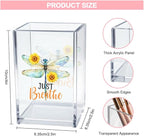 Vgrti Just Breathe Acrylic Cosmetic Pencil Pen Holder Cup, Inspirational Dragonfly Desk Organizer Accessories for Home Office Decor, Motivational Encouragement Gifts for Women Girl Coworker Teacher