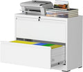 mysteeldepot 2 Drawer Lateral File Cabinet with Lock, File Cabinet, Metal Lateral Filing Cabinets for Home Office, File Storage Cabinet for Legal/Letter/A4 Documents, Assembly Required (White, 35'W)
