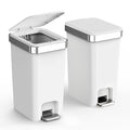 accep 2 Pack Bathroom Garbage Can with Lid, 2.6 Gallon /10 Liter Small Trash can, Press Top Bin & Step Metal Pedal Trash Bin, Mini Waste Basket for Bedroom, Home Office, Toilet, Dorm (Grayish-White)