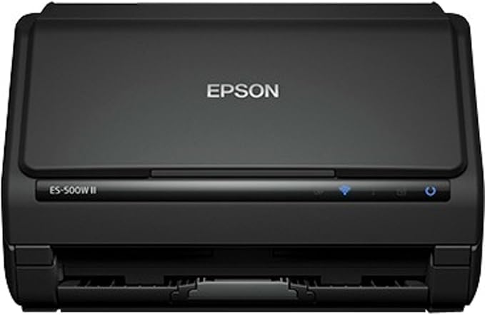 Epson Workforce ES-500W II Wireless Color Duplex Desktop Document Scanner for PCand Mac with Auto Feeder (ADF), Scan from Smartphone or Tablet