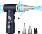 KiCA Electric Air Duster - Jet Fan 2S Rechargeable Air Duster, 117000RPM Brushless Motor, Metal Shell, 56 MPH Wind Speed, Jet Dry Blower for Keyboard, PC, Car & Home Cleaning (Black)