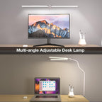 Hensam LED Desk Lamp with Clamp, Double Head Desk Light for Home Office, Dimmable Desktop Light, 12W 1400lm Eye-Caring Architect Table Lamp for Workbench Monitor Computer Reading Study, White