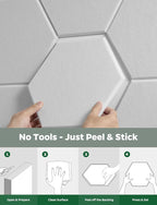 Large Bulletin Board 12" x 10", 12 Pack White Cork Boards for Walls, Self-Adhesive Hexagon Felt Pushpins Wall Tiles, Display for Messages, DIY Notice, Photo Decorations, Classroom, Office, Bedroom