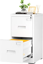 INTERGREAT 2 Drawers File Cabinet with Lock, 18" D Metal White Vertical Filing Cabinet for Hanging Folders, Easy Assemble
