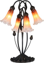 Bieye LS01 Lily Flower Blown Glass Lampshade (Orange White, Opening I.D. 1.26" x O.D. 1.5")