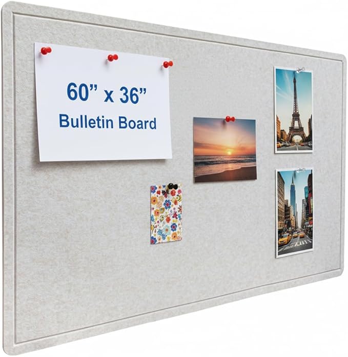 DexBoard 60 x 36 Inch Foldable Large Bulletin Board for Wall - Felt Cork board with 30 Pins & Self-Adhesive Tape, Lightweight Durable Pin Board for Home, Office, School, Classroom, Kitchen (Ivory Tan)