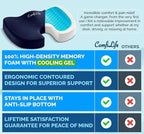 ComfiLife Gel Enhanced Seat Cushion – Office Chair Cushion – Non-Slip Gel & Memory Foam Coccyx Cushion for Tailbone Pain - Desk Chair Car Seat Cushion Driving - Sciatica & Back Pain Relief (Navy)