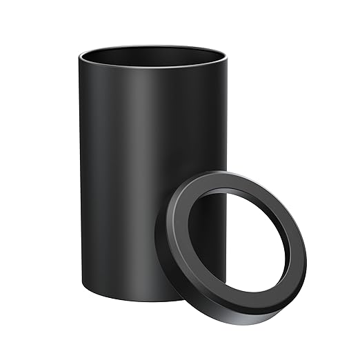 Gatco 1912 Modern Round Waste Basket, Matte Black / 11.88"H x 7.63" Dia Open Top Stainless Steel Trash Can with Removable Lid, 11 Liter Capacity