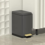 Mbillion Bathroom Trash Can with Lid-Stainless Steel Step Slim Garbage Can-Metal Wastebasket-10L/2.6 Gallon Rectangle Pedal Trash Bin for Narrow Office, Kitchen, Bedroom, Toilet-Soft Close, Grey
