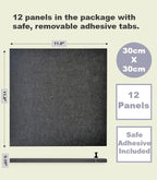 Office Cork Board Alternative | Gray Felt Tiles (12-Pack) | Felt Bulletin Board for Home | Wall Organizer for Office | Large Cork Boards | Pin Board Display | Dart Board Wall Protectors | Gray Black