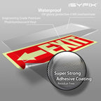 iSYFIX Exit Stickers Signs with Directional Left Arrow 2 Pack 12x4 Inch - Glow in the Dark Photoluminescent Vinyl for Office, School, Business, Warehouse - UV & Weather Resistant for Indoor/Outdoor Use