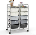 GLACER 10 Drawer Rolling Cart, Storage Cart with Lockable Whieels & Metal Frame, Trolley for Art Craft Oganizer, Mobile Utility Cart for Office, School, Classroom, Kitchen (Gray Gradient)
