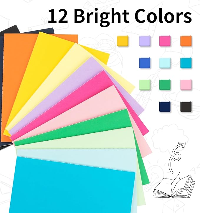 ALKALO 24 Pack Colorful Blank Notebooks for writing, Journals Bulk, A5 Composition Books, 8.3x5.5 Inch, 60 Pages, 30 Sheets Sketchbooks for Office School Travel Supplies (Blank-24 pack, 12 Colors)