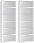 VASAGLE Set of 2 Bookshelves, 23.6 Inches Wide, 6-Tier Open Bookcases with Adjustable Storage Shelves, Floor Standing Units, Cloud White ULBC166T14-2