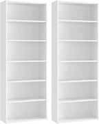 VASAGLE Set of 2 Bookshelves, 23.6 Inches Wide, 6-Tier Open Bookcases with Adjustable Storage Shelves, Floor Standing Units, Cloud White ULBC166T14-2