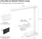 Lepro LED Desk Lamp with USB Charging Port, 700LM Dimmable Home Office Touch Control Reading Table Lamp,5 Color Modes with 5 Brightness Level, Dorm Room Essentials, Task Lamp, Sewing, Crafting, White
