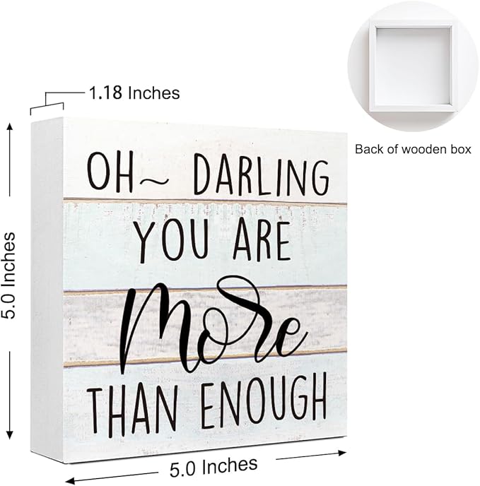 WUZYOU Encouraging Wooden Plaque for Girls Women - Beautiful Home Decor with Positive Affirmation - 5x5x1 Inch Multi-Purpose Shelf Display