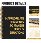 Mhfpl Inappropriate Comments to Make in Serious Situations Black Golden Spiral Blank Notebook, Humor Saying Sarcastic Gifts for Employee, Work Gag Gifts for Colleague Team Member Staff Friends