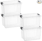 Superio Storage Bins with Lids- 4 Pack, 4.75 Qt Clear Boxes for Organizing, Stackable Plastic Containers- BPA Free, Non-Toxic, Odor Free, Organizer for Home, Office, Dorm