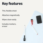 Amazon Basics Magnetic Whiteboard, Dry-Erase Board for Fridge with 2 Markers and Eraser, Sheet 20" x 13"