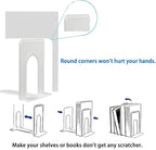 Metal Bookends for Home Office, Book Shelf Holder Home Decorative, Book Ends for Heavy Books/Movies/CDs, White 6.5 x 5 x 5.7 in, 4 Pair/ 8 Piece