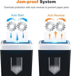 Bonsaii 15-Sheet Office Paper Shredder, 40-Minute Home Office Heavy Duty Shredder, Crosscut Shredders for CD, Credit Card, Mails, Staple, Clip, Anti-Jam System & P-4 High Security & 5 Gal Pullout Bin