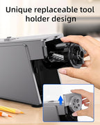 ZMOL Heavy Duty Electric Pencil Sharpener for Classroom, 6 Holes, Stronger Helical Blade, Auto Stop,Plug in, Suitable for 6-12mm No.2/Colored Pencils, Teachers,School & Home, Silver Gray