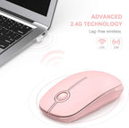 VssoPlor Wireless Mouse, 2.4G Slim Portable Computer Laptop Mouse with Nano Receiver Quiet Silent Optical Mice for Notebook, PC, Laptop, Computer-Pure Pink