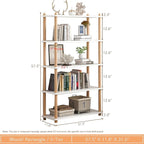 IOTXY 5-Tier Wooden Shelf Bookcase - Modern Open Bookshelf, Free Standing Storage Rack, Multifunctional Display Stand for Home and Office, White, Rectangle